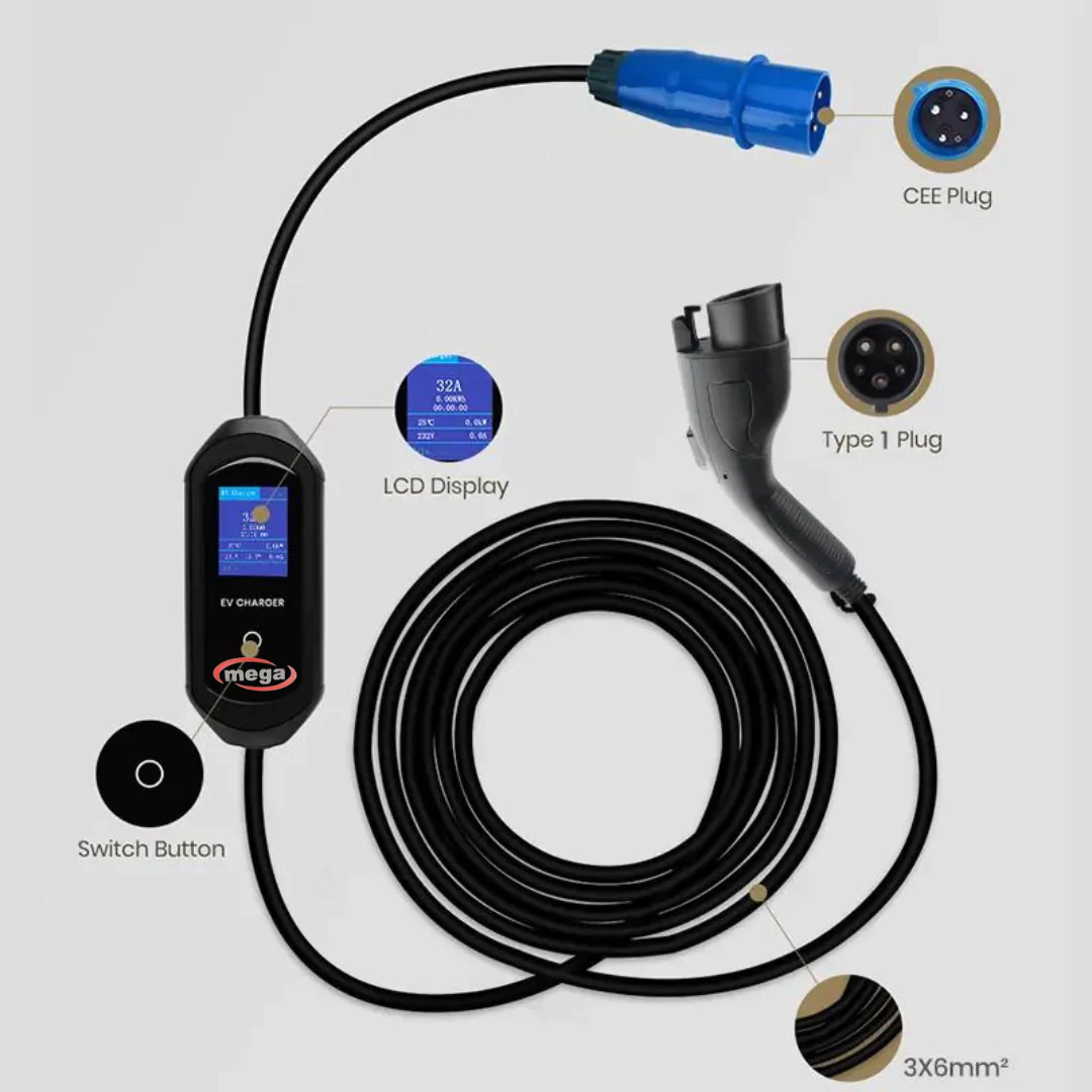 شاحن محمول للسيارات الامريكية TYPE1 7KW