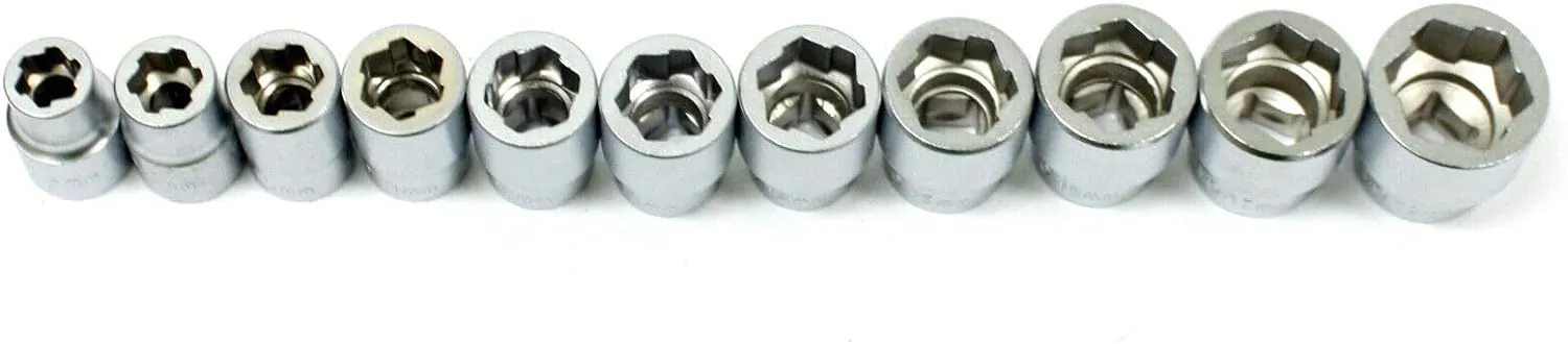 ⁦مجموعة مقابس استخراج البراغي 3/8 بوصة 11 قطعة ME01955⁩ - الصورة ⁦3⁩