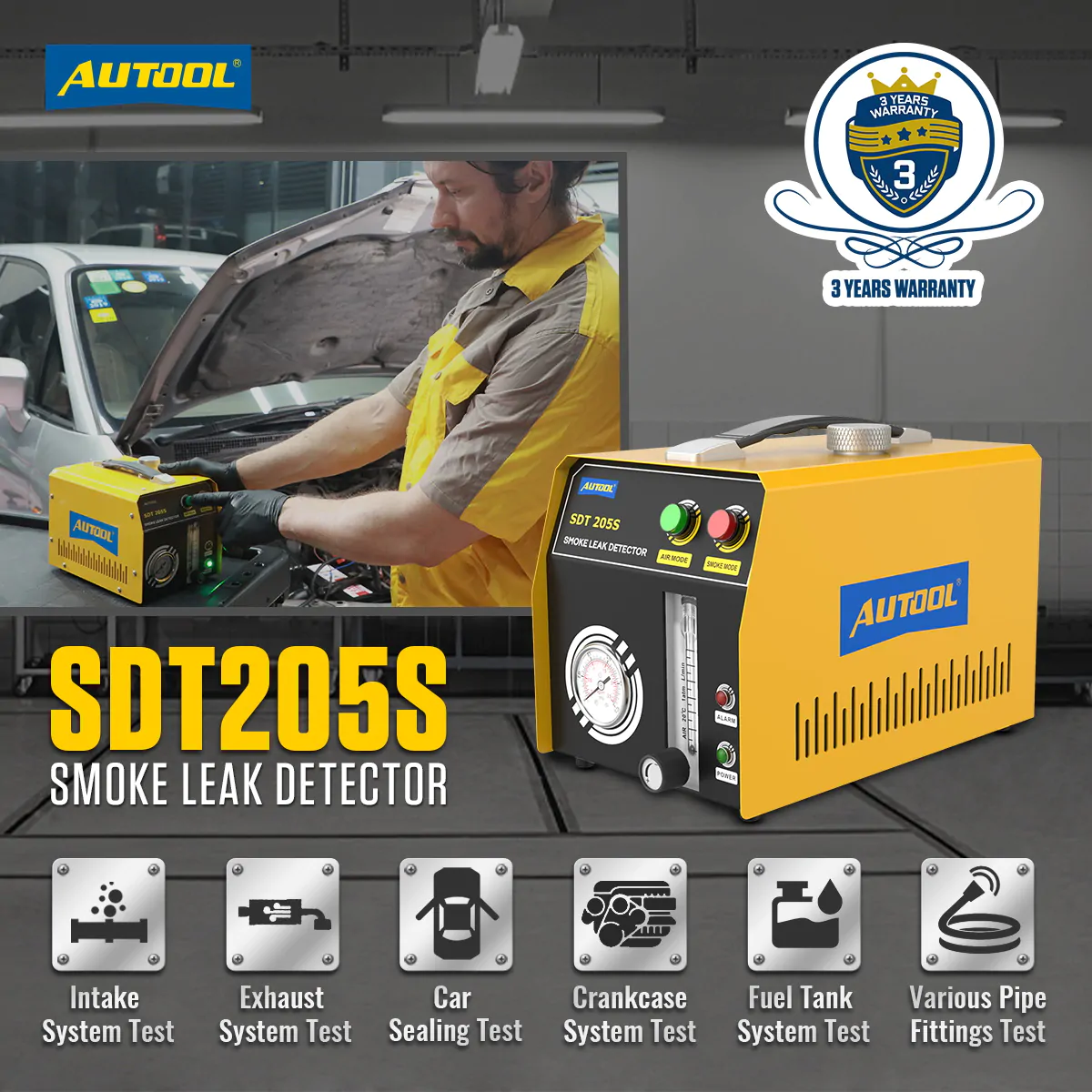 فحص تسرب دخان السيارة AUTOOL SDT205S - الصورة 2