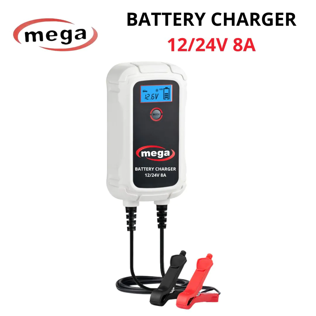 شاحن بطارية السيارات Mega 12/24V 8A Battery Charger